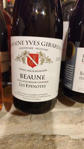 Borgoña Beaune Premier Cru Domaine Yves Girardin Les Epenotes 2022