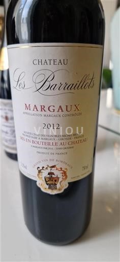 Burdeos Margaux Les Barraillots 2012