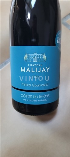 Rhônen laakso Côtes-du-rhône Château Malijay Mistral Gourmand 2020