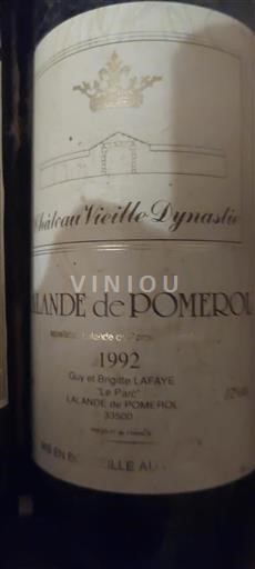 Burdeos Lalande-de-Pomerol Château Vieille Dynastie 1992