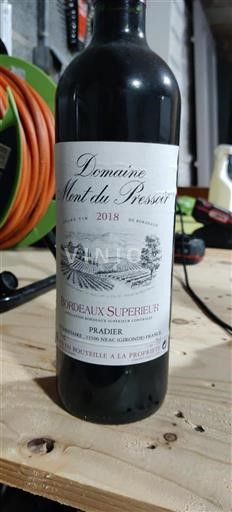 Bordéus Bordeaux Superior Domaine Mont du Pressoir 2018