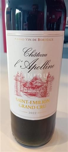 Bordeaux Saint-Émilion Grand Cru Château L'Apolline 2022