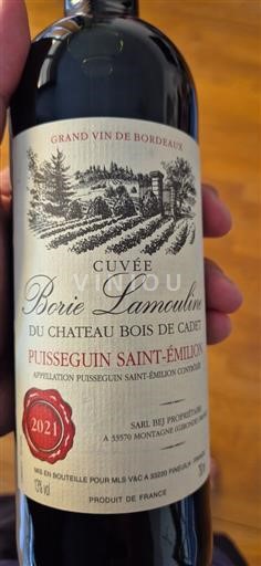 Bordeaux Puisseguin-saint-émilion Château Bois de Cadet Borie Lamouline 2021