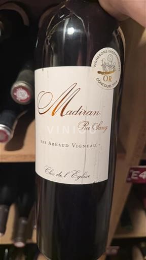 Lounais-Ranska Madiran Clos de l'Église Pur Sang 2011