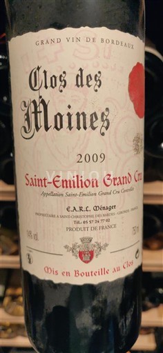 Bordeaux Saint-Émilion Grand Cru Grand Cru Clos des Moines 2009