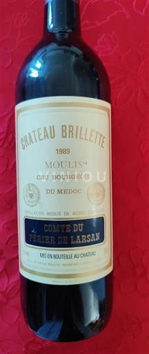 Bordeaux Moulis-en-Médoc Cru Bourgeois Château Brillette Comte du Périer de Larsan 1989