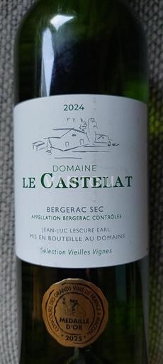 Vin Blanc sec Sélection Vieilles Vignes Domaine Le Castelat 2024 France Sud-Ouest Bergerac AOC
