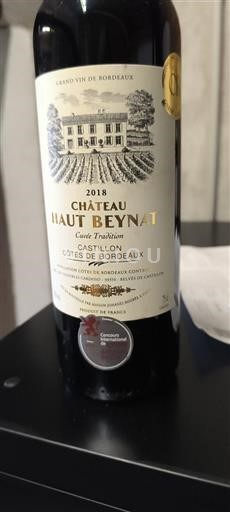 Bordeaux Castillon Côtes de Bordeaux Château Haut Beynat Tradition 2018