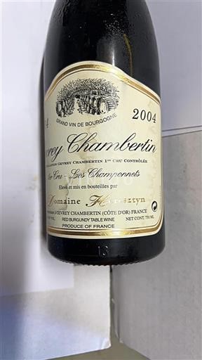 Vin Rouge sec Les Champonnets Domaine Heresztyn 2004 France Bourgogne Gevrey-chambertin AOC Premier Cru