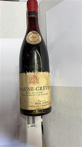 Vin Rouge sec T%c3%aate de Cuv%c3%a9e Domaine Félix Clerget 1967 France Bourgogne Beaune AOC Premier Cru