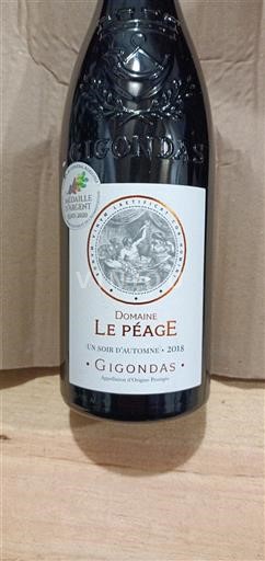 Rượu vang Rouge sec Un Soir d'Automne Domaine Le Péage 2018 Pháp Thung lũng Rhône Gigondas AOC
