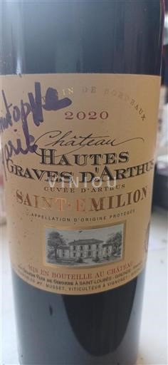 Bordeaux Saint-Émilion Château Hautes Graves Arthus d'Arthus 2020