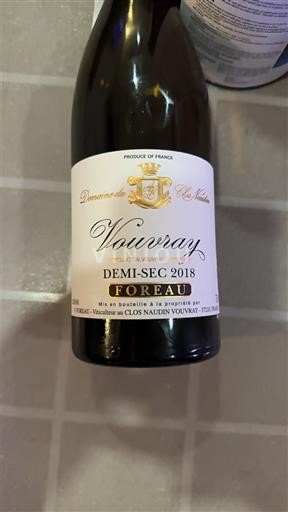 Loire Valley Vouvray Domaine Clos Naudin 2018