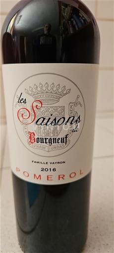 Vin Rouge sec Les Saisons de Bourgneuf Château Bourgneuf 2016 France Bordeaux Pomerol AOC