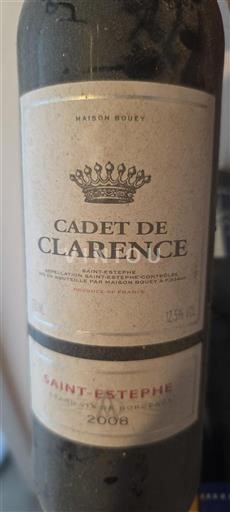 Vin Rouge sec Cadet de Clarence Maison Bouey 2008 France Bordeaux Saint-Estèphe AOC