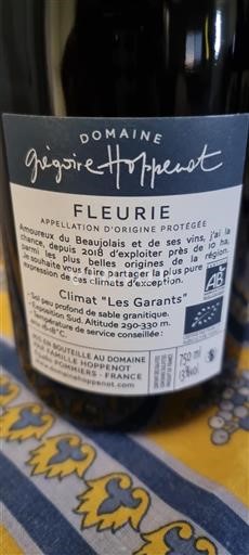 Vin Rouge sec Les Garants Domaine Grégoire Hoppenot 2022 France Beaujolais Fleurie AOC bio