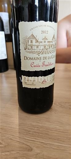Bordeaux Domaine La Gravette Tradition 2012