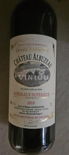 Burdeos Bordeaux superior Château Albuzeau Prestige 2018