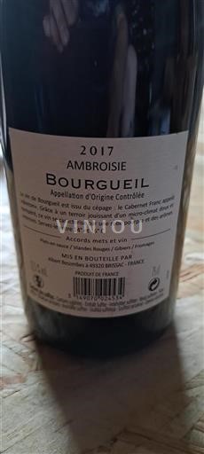 Loiredalen Bourgueil Ambroisie 2017