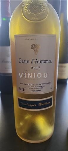 Sydvestfrankrig Jurançon Cave de Gan Jurançon Grain d'Automne 2017