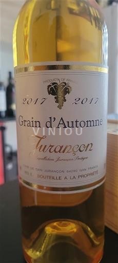 Sudoeste Jurançon Cave de Gan Jurançon Grain d'Automne 2017