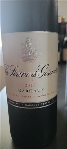 Bordeaux Margaux Grand Cru Château Giscours La Sirène de Giscours 2017