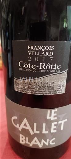 Rhônedalen Côte-rôtie François Villard Le Gallet Blanc 2017