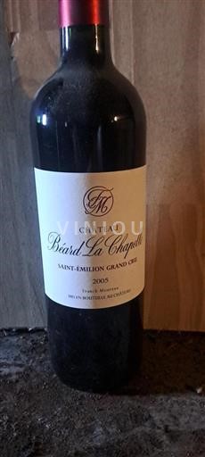 Bordéus Saint-Émilion Grand Cru Grand Cru Château Béard La Chapelle 2005