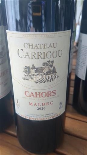 Vin Rouge sec Château Carrigou 2020 France Sud-Ouest Cahors AOC