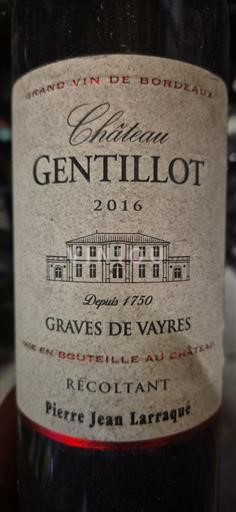 Burdeos Graves-de-vayres Château Gentillot 2016