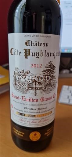 Bordéus Saint-Émilion Grand Cru Grand Cru Château Côte Puyblanquet 2012