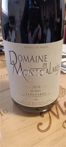 Languedoc Domaine Montcalmès Le Geai 2018