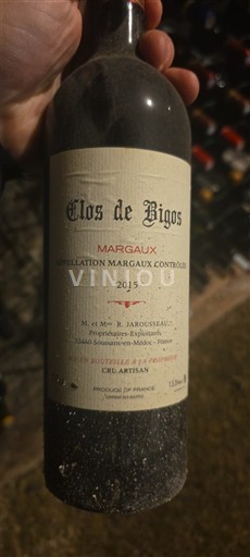 Bordeaux Margaux Cru Artisan Clos de Bigos 2015