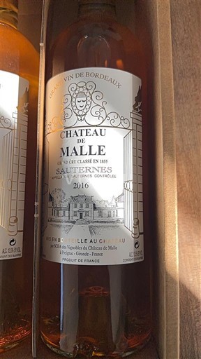Bordeaux Sauternes Grand Cru Château Malle 2016