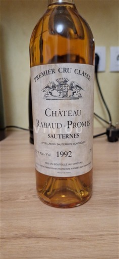 Bordeaux Sauternes Premier Cru Château Rabaud-Promis 1992