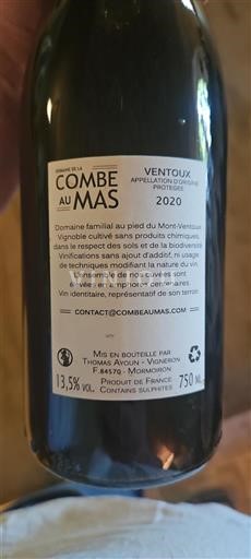 Rhône-dalen Ventoux Domaine La Combe au Mas 2020