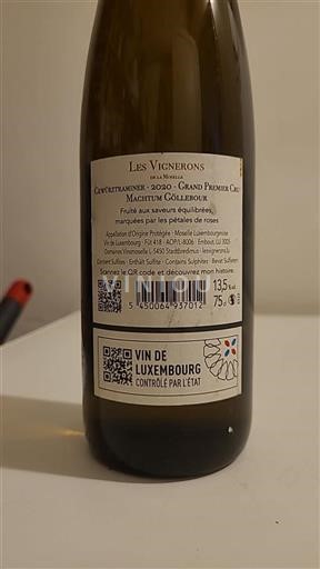 Luxemburgiska Moseldalen Luxemburgska Mosel Les Vignerons de la Moselle Machtum Göllebour 2020