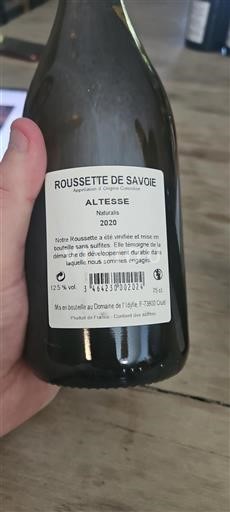Savoie ja Bugey Roussette de Savoie Domaine L'Idylle Naturalis 2020