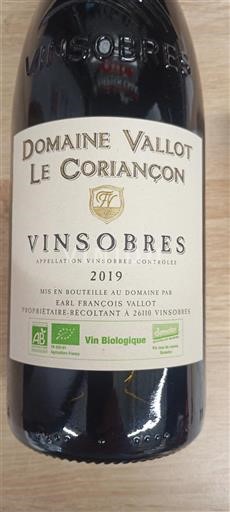 Thung lũng Rhône Vinsobres Domaine Vallot Le Coriançon 2019