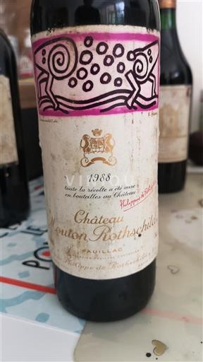 Vin Rouge sec Château Mouton Rothschild 1988 Francia Burdeos Pauillac AOC