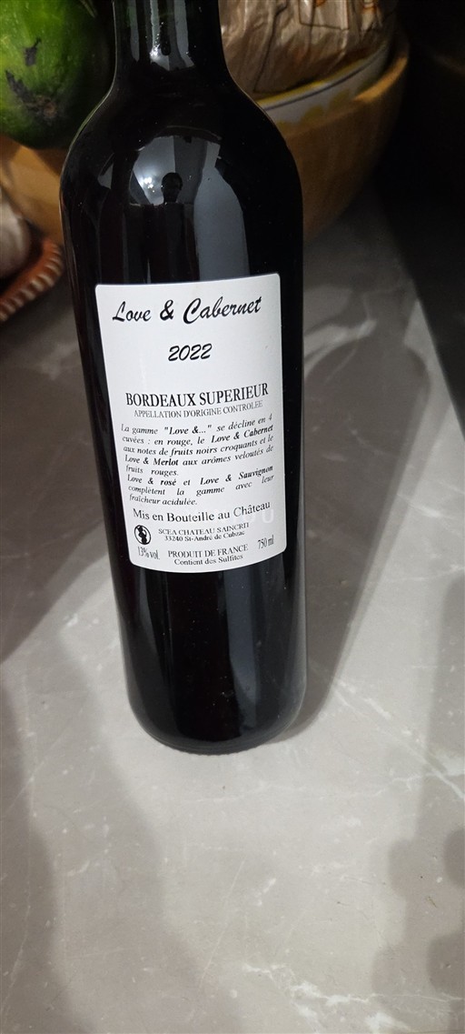 Burdeos Bordeaux superior Château Saincrit Love & Cabernet 2022