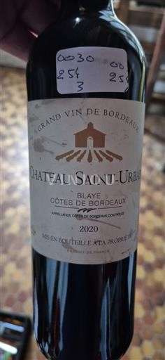 Bordeaux Blaye-Côtes-de-Bordeaux Château Saint-Urbain 2020