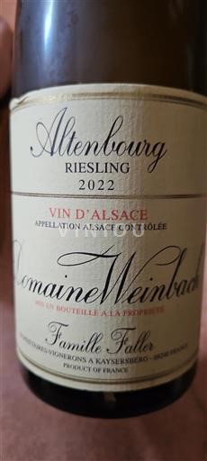 Alsace Domaine Weinbach Altenbourg Riesling 2022