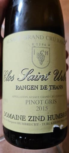 Alsácia Alsácia Grand Cru Grand Cru Domaine Zind Humbrecht Clos Saint Urbain 2015