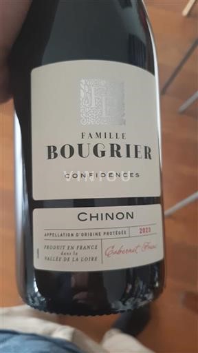 Vin Rouge sec Confidences Famille Bougrier 2023 France Vallée de la Loire Chinon AOC