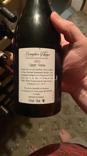 Beaujolais Beaujolais Villages Sandrine et J.-Christophe Bessenay Cépage Gamay 2022