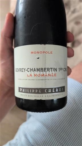 Vin Rouge sec La Romanée Philippe Chéron 2018 France Bourgogne Gevrey-chambertin AOC Premier Cru