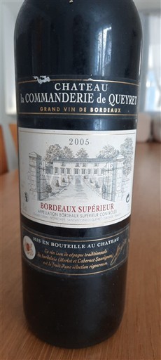 Bordeaux Bordeaux Supérieur Château la Commanderie de Queyret 2005