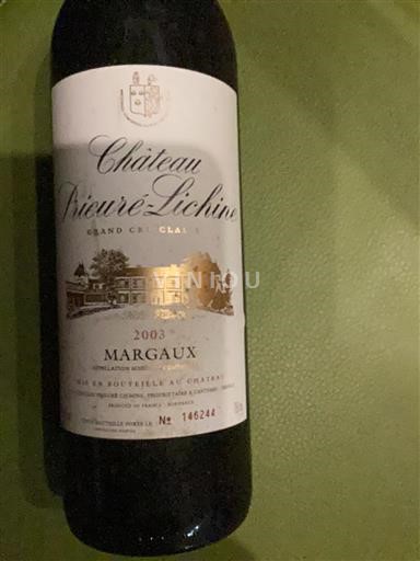 Bordeaux Margaux Grand Cru Château Prieuré-Lichine 2003