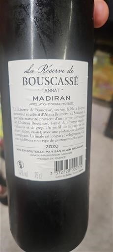 Südwestfrankreich Madiran Château Bouscassé La Réserve de Bouscassé 2020